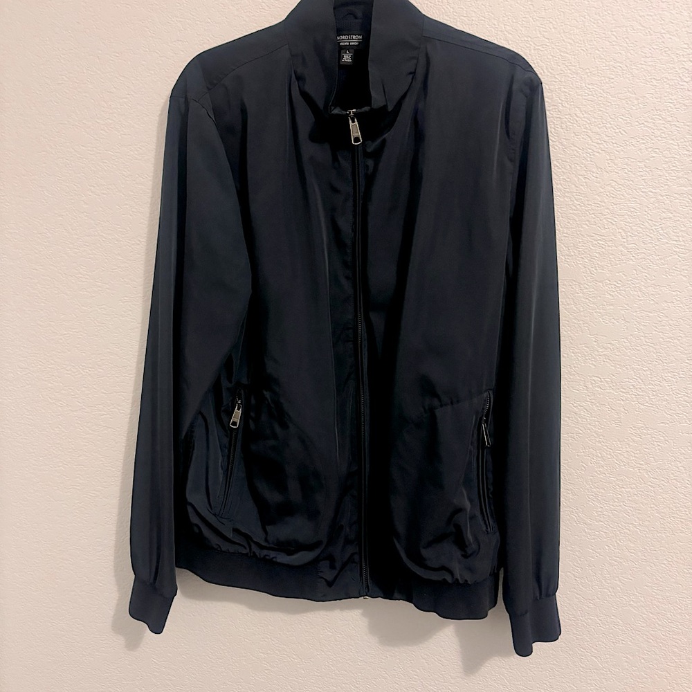 Nordstrom Navy Windbreaker Jacket with Stand-Up Collar